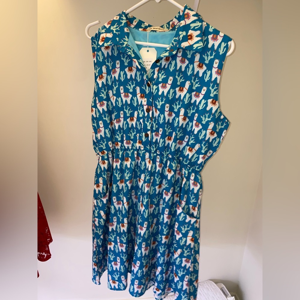 llama and cactus dress